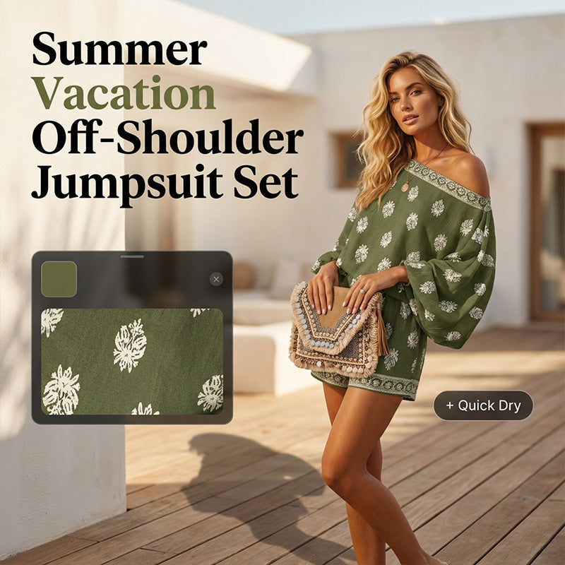 🔥Factory Direct Sales🔥 Set i bohemisk stil med axelbandslöst, mönstrat topp- och shorts-set