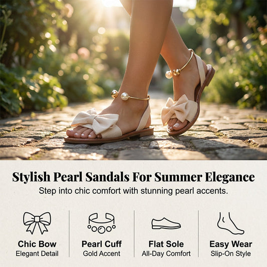 🌺 50 % RABATT💐Snygga sandaler med pärlbesatta ankelremmar