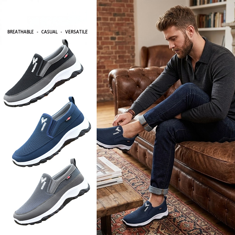 Andningsbara slip-on-promenadskor för män