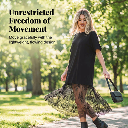 ✨ Nyhet! Modern T-shirtklänning i lager-på-lager-stil med spets – elegant utan ansträngning! ✨