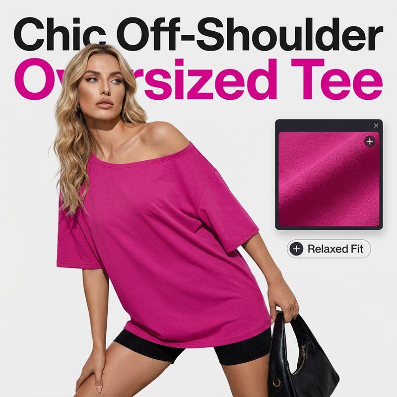 Oversized T-shirt med bar axel för damer