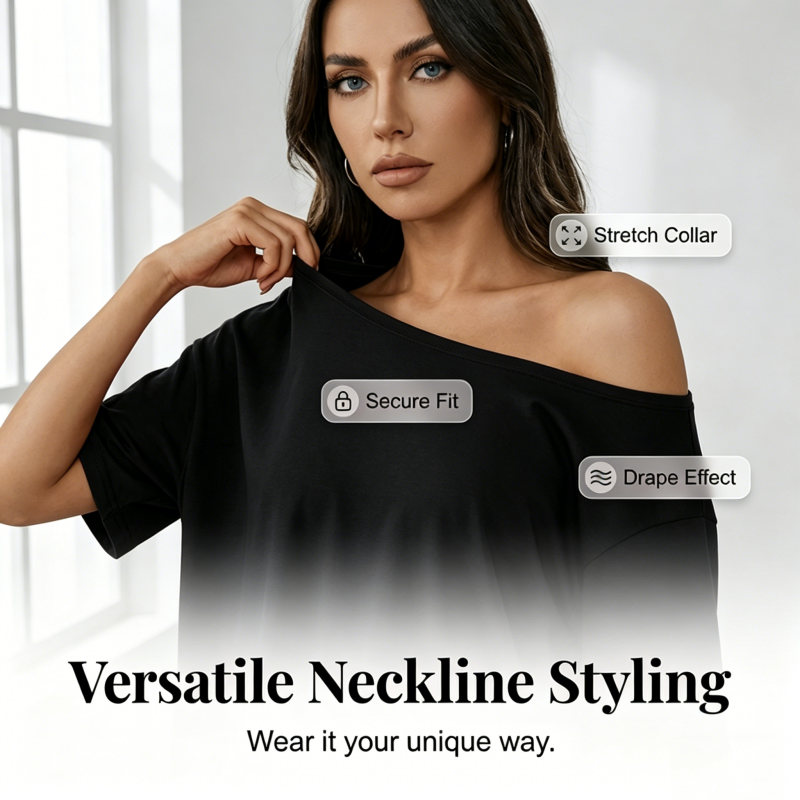 Oversized T-shirt med bar axel för damer