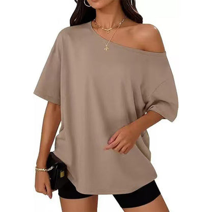 Oversized T-shirt med bar axel för damer