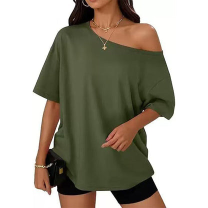 Oversized T-shirt med bar axel för damer