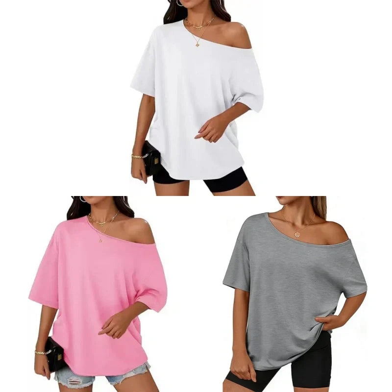 Oversized T-shirt med bar axel för damer