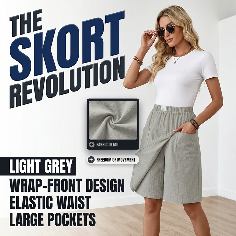 Dam casual skort med elastisk midja