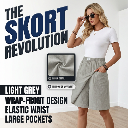 Dam casual skort med elastisk midja