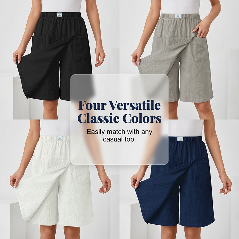 Dam casual skort med elastisk midja