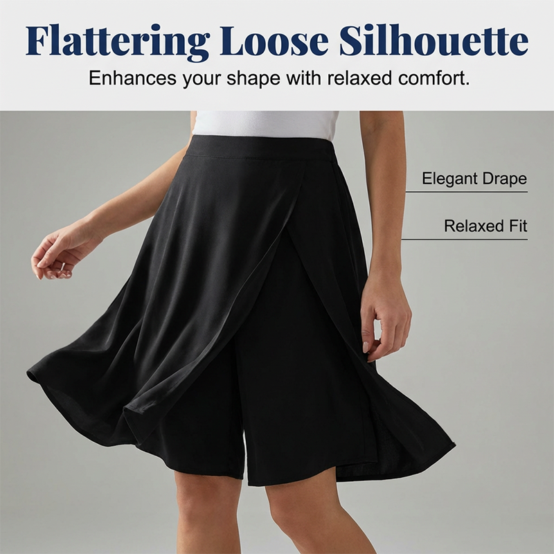 Dam casual skort med elastisk midja