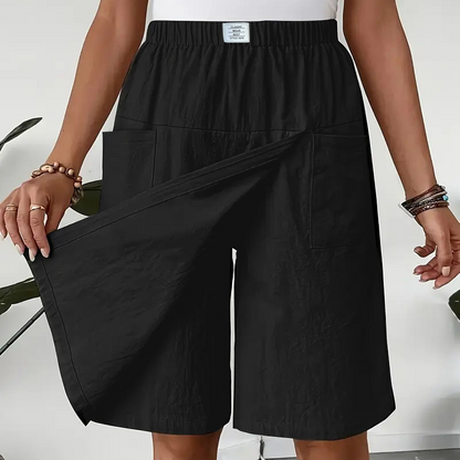 Dam casual skort med elastisk midja