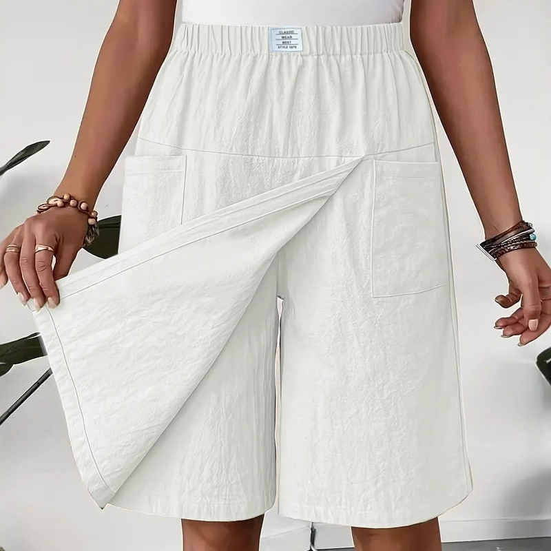 Dam casual skort med elastisk midja