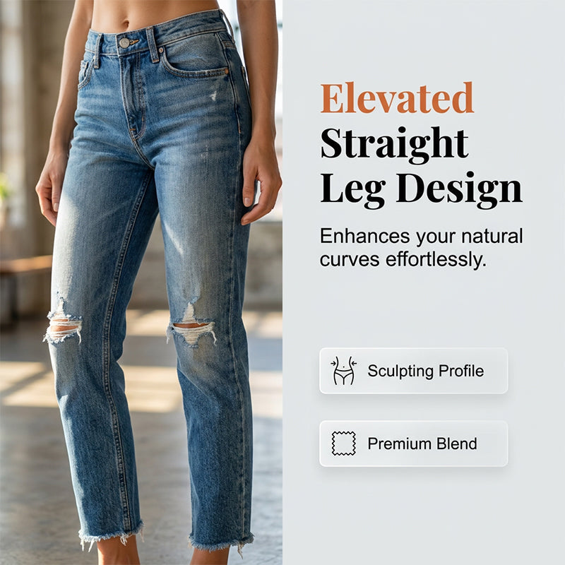 Snygga slim fit-jeans med slitna detaljer för dam