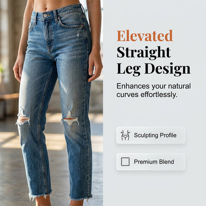 Snygga slim fit-jeans med slitna detaljer för dam