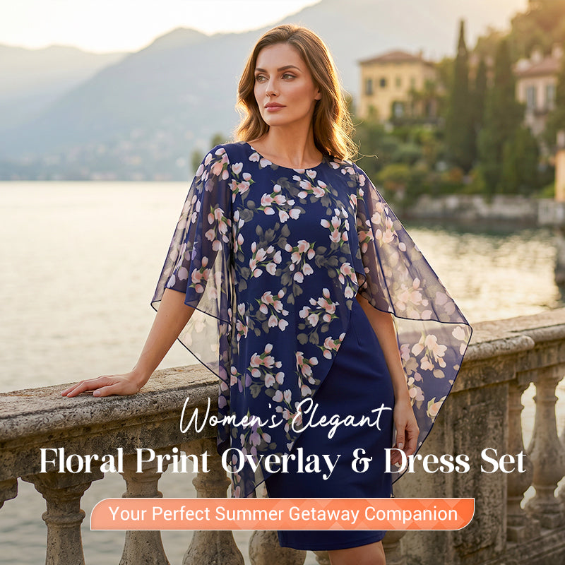 🌸 50 % RABATT NU! 🌸Elegant set med överdel och klänning med blommönster för damer