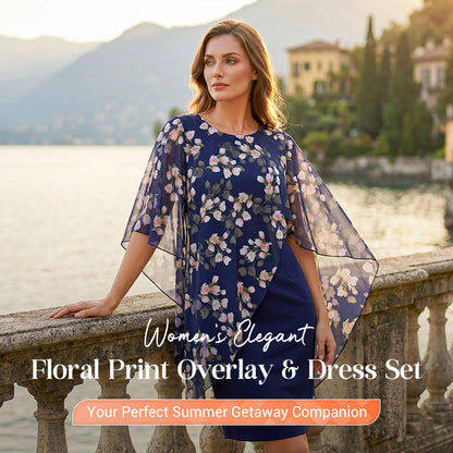 🌸 50 % RABATT NU! 🌸Elegant set med överdel och klänning med blommönster för damer
