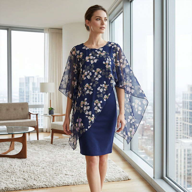🌸 50 % RABATT NU! 🌸Elegant set med överdel och klänning med blommönster för damer