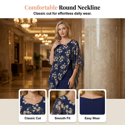 🌸 50 % RABATT NU! 🌸Elegant set med överdel och klänning med blommönster för damer