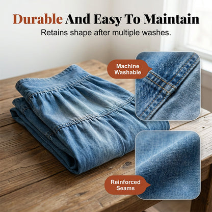 ✨50% RABATT NU! ✨Maxikjol i denim med hög midja och lager-på-lager-design i A-linjeform för damer