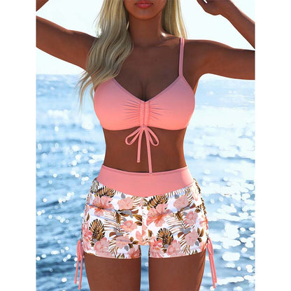 📢📢Sista dagen – 50 % rabatt!! ⏰Bikiniset för damer – snör-top & boyshorts, olika mönster🩱 För stranden & poolen