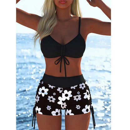 📢📢Sista dagen – 50 % rabatt!! ⏰Bikiniset för damer – snör-top & boyshorts, olika mönster🩱 För stranden & poolen