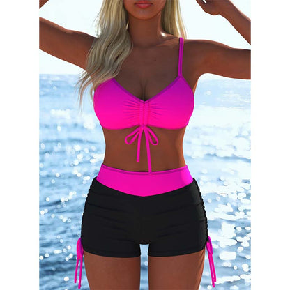 📢📢Sista dagen – 50 % rabatt!! ⏰Bikiniset för damer – snör-top & boyshorts, olika mönster🩱 För stranden & poolen