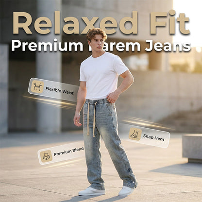 👖Jeans med dragsko och vida ben för alla årstider för män