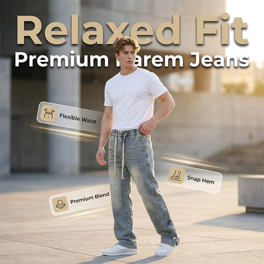 👖Jeans med dragsko och vida ben för alla årstider för män
