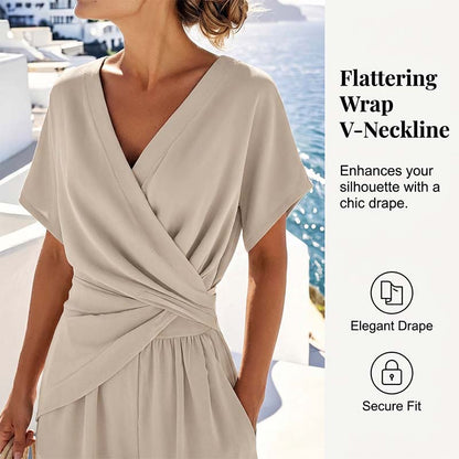 🔥🎁Nyhet 50 % RABATT🔥Elegant tvådelat set i enfärgat tyg