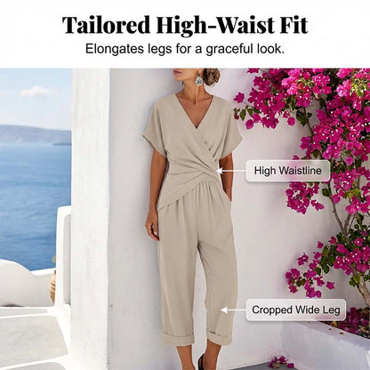 🔥🎁Nyhet 50 % RABATT🔥Elegant tvådelat set i enfärgat tyg