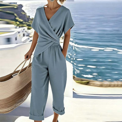 🔥🎁Nyhet 50 % RABATT🔥Elegant tvådelat set i enfärgat tyg