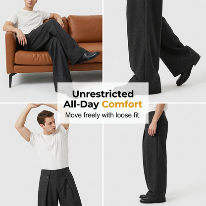 👖 60 % rabatt på kostymbyxor för män med lös passform och raka ben | Avslappnade streetwear-byxor med vida ben