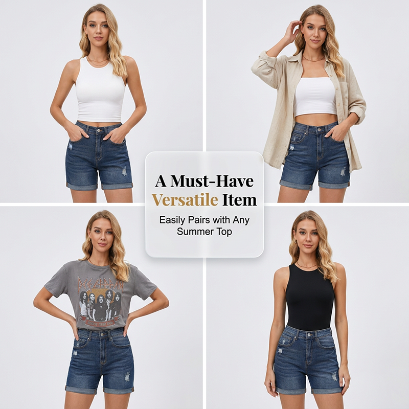 👖 50 % RABATT – Jeansshorts för dam med uppvikt fåll | Snygga, bekväma och perfekta för sommaren