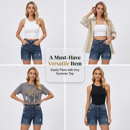 👖 50 % RABATT – Jeansshorts för dam med uppvikt fåll | Snygga, bekväma och perfekta för sommaren