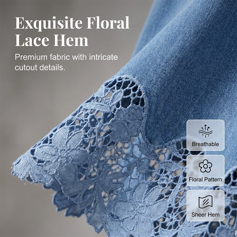 Bodycon-kjol i denim för damer med spetskant