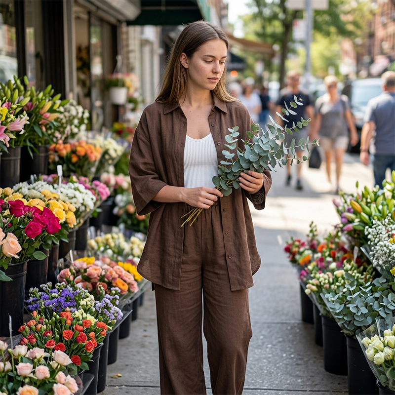 👚 50% RABATT NU! ☁️ Kvinnors Casual 2-delat Set – Andningsbart Premiumtyg, Hög Midja & Vida Byxor – Stilren & Ultimat Bekväm 🌿