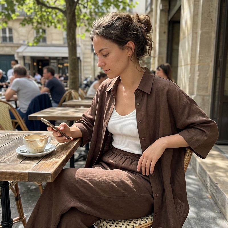 👚 50% RABATT NU! ☁️ Kvinnors Casual 2-delat Set – Andningsbart Premiumtyg, Hög Midja & Vida Byxor – Stilren & Ultimat Bekväm 🌿