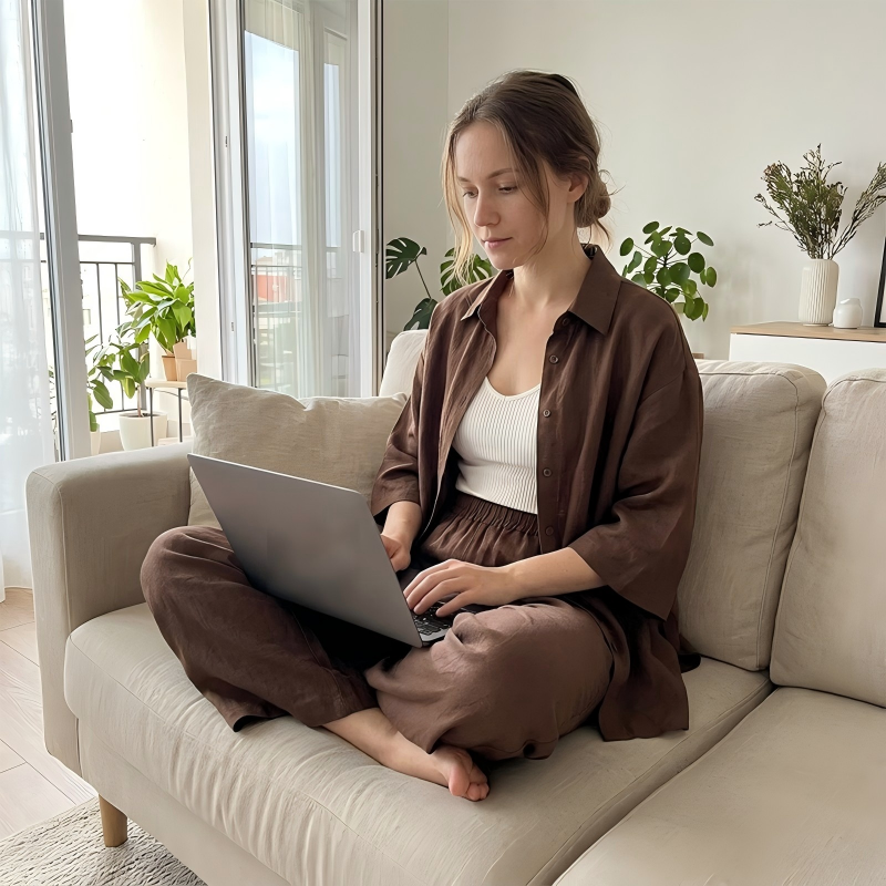 👚 50% RABATT NU! ☁️ Kvinnors Casual 2-delat Set – Andningsbart Premiumtyg, Hög Midja & Vida Byxor – Stilren & Ultimat Bekväm 🌿