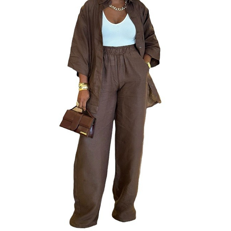 👚 50% RABATT NU! ☁️ Kvinnors Casual 2-delat Set – Andningsbart Premiumtyg, Hög Midja & Vida Byxor – Stilren & Ultimat Bekväm 🌿