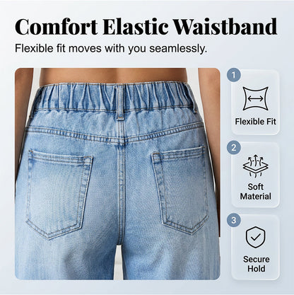 Dammjeans med vida ben och påsydda fickor