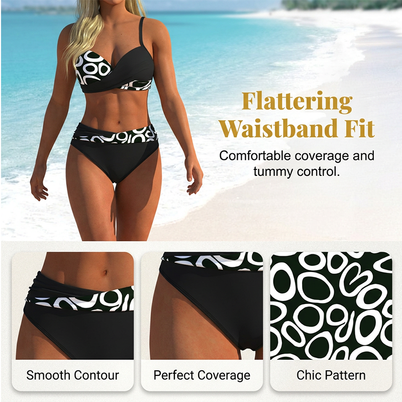 🎉 BEGRÄNSAD TID: 50 % RABATT! 👙 Push-up-bikini i två delar för damer – korsat omlottdesign och stretchtyg av högsta kvalitet 🌊