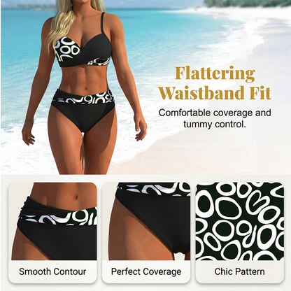 🎉 BEGRÄNSAD TID: 50 % RABATT! 👙 Push-up-bikini i två delar för damer – korsat omlottdesign och stretchtyg av högsta kvalitet 🌊