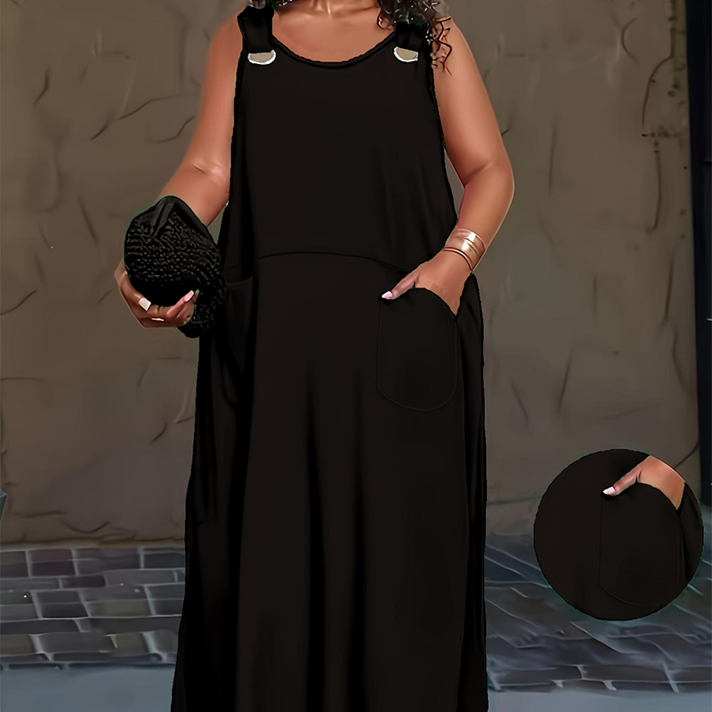 👗 50% RABATT NU! Ärmlös maxiklänning med fickor – U‑halsad, andningsbar & mångsidig – perfekt för varma dagar, stranden och vardagen ☀️✨