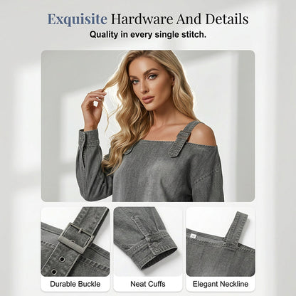 👕 BEGRÄNSAD TID: 50 % RABATT! Damtopp i denim – breda axelband, trendig & ledig stil – perfekt för sommarens alla tillfällen ✨👖