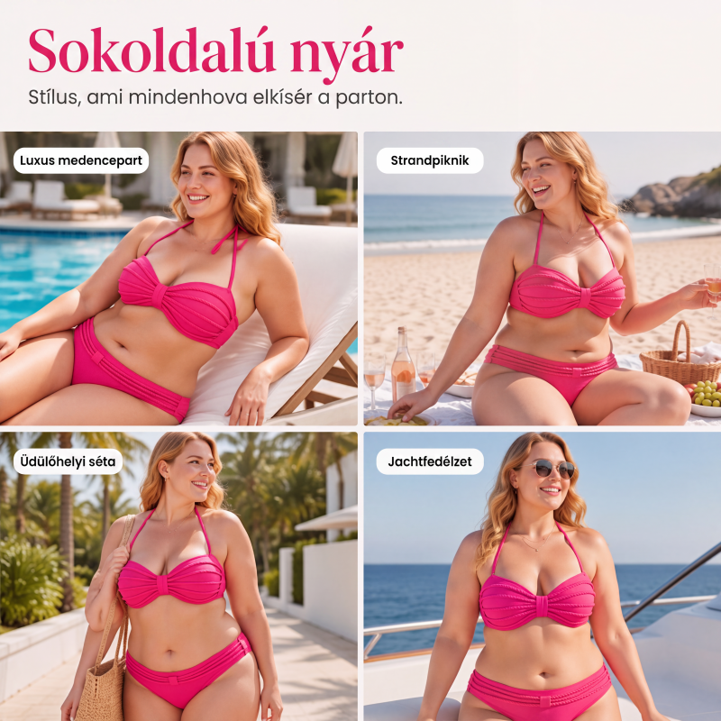 👙✨ Tvådelad bikinisats med band-top, flätade detaljer och hög midja – sexig, figurskärande, för eleganta damer, 3 färger, storlekar S–XL 🌊🌟