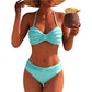 👙✨ Tvådelad bikinisats med band-top, flätade detaljer och hög midja – sexig, figurskärande, för eleganta damer, 3 färger, storlekar S–XL 🌊🌟