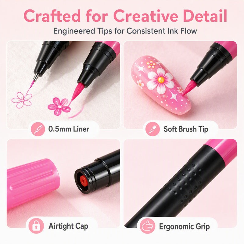 💅 50 % RABATT UNDER BEGRÄNSAD TID! 💥 Set med 24 färger nagelkonstpennor med dubbla spetsar – Kreativa, i salongskvalitet, enkla att använda själv ✨