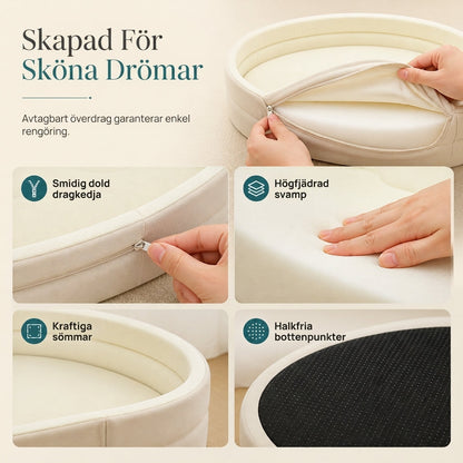 ✨50% RABATT NU! !✨Avtagbart ovalt husdjurssäng av polarfleece och oxfordtyg med fuktavvisande, halkfri botten och skumkudde för hundar och katter