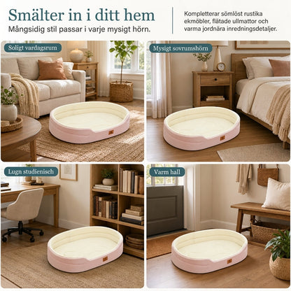 ✨50% RABATT NU! !✨Avtagbart ovalt husdjurssäng av polarfleece och oxfordtyg med fuktavvisande, halkfri botten och skumkudde för hundar och katter