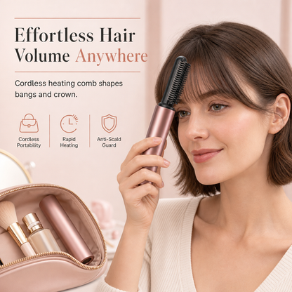 🔥50% RABATT NU! Sladdlös uppvärmd stylingkam för pannlugg, ger omedelbar volym vid hårfästet 💇‍♀️🔥