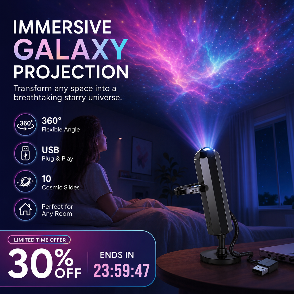 Plug-and-Play HD-nattlampa med Galaxy- och havsmotiv🥳Över 50 000 nöjda användare